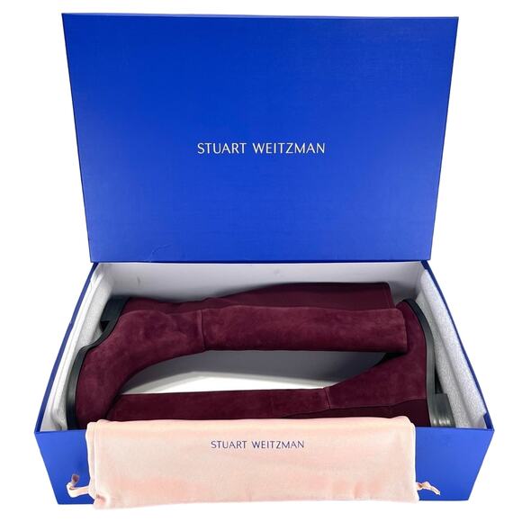 Stuart Weitzman Greer City Tall/ Knee High Riding Boot Sz 7.5 Cabernet Suede New - Picture 7 of 8